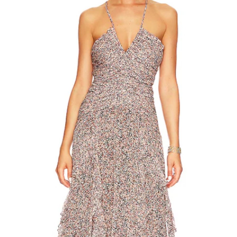 Cynthia Ruched Frill Maxi Dress